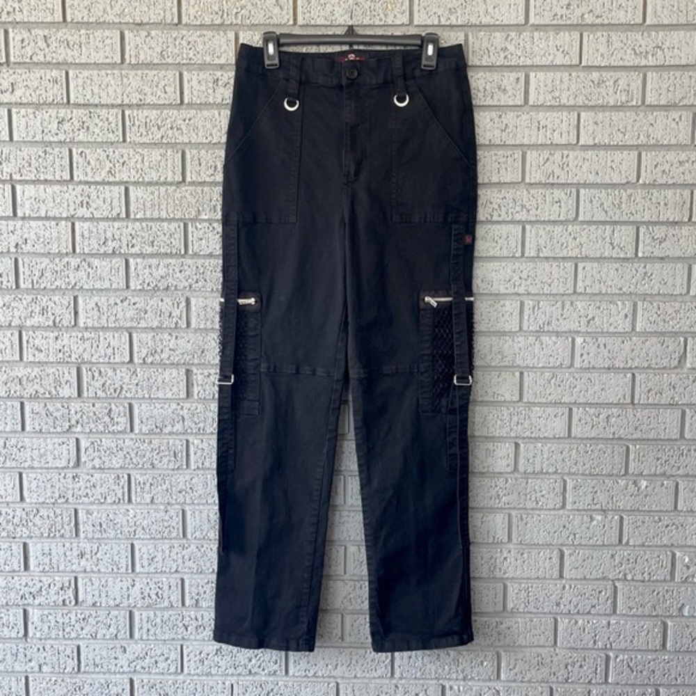 Royal Bones by Tripp NYC Cargo Pants Mesh Pockets Strappy Goth Size 13